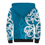 Azure Blue Maori Sherpa Hoodie Koru Kowhaiwhai - Aussie Hoodie