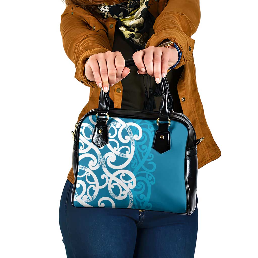 Azure Blue Maori Shoulder Handbag Koru Kowhaiwhai - Aussie Hoodie