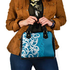 Azure Blue Maori Shoulder Handbag Koru Kowhaiwhai - Aussie Hoodie