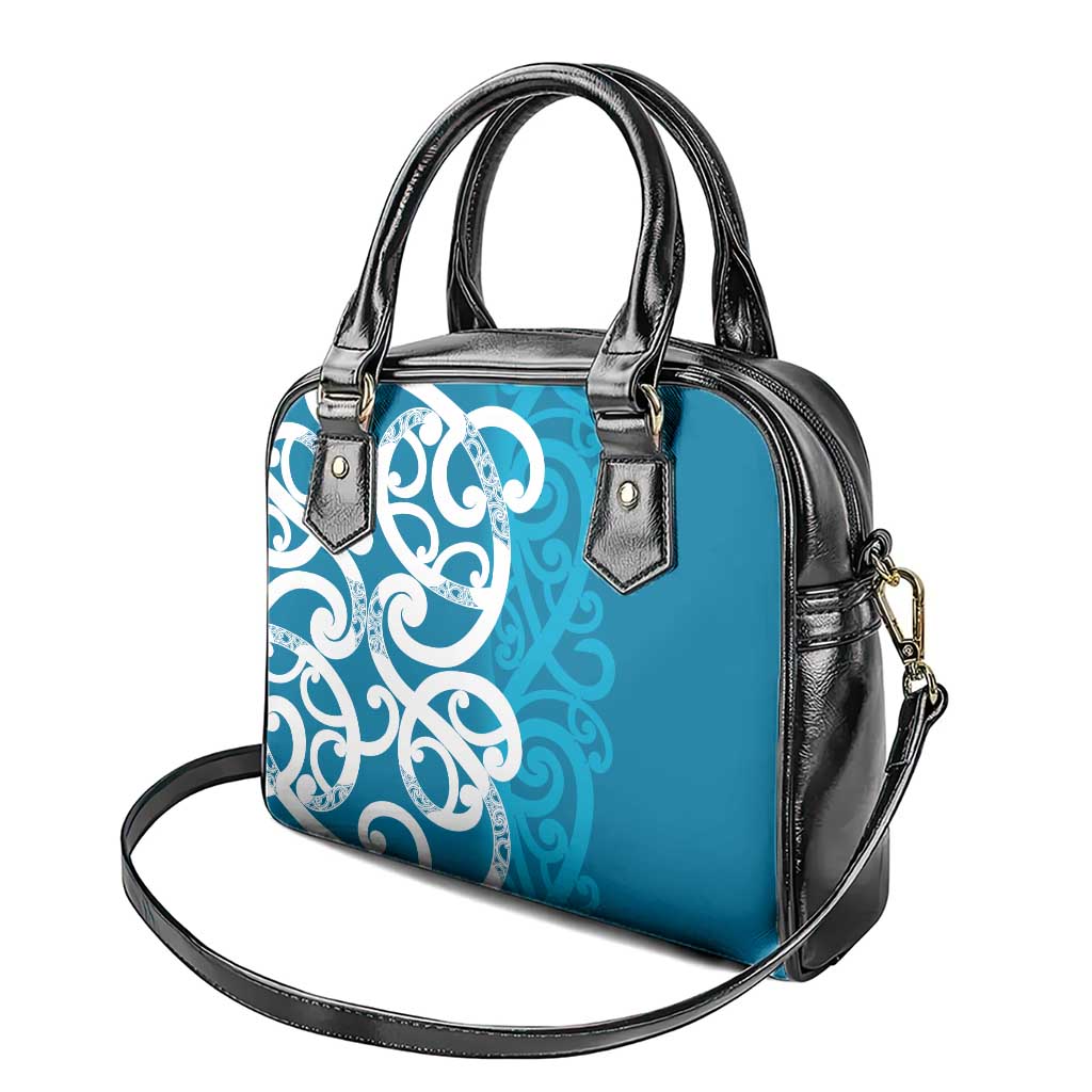 Azure Blue Maori Shoulder Handbag Koru Kowhaiwhai - Aussie Hoodie