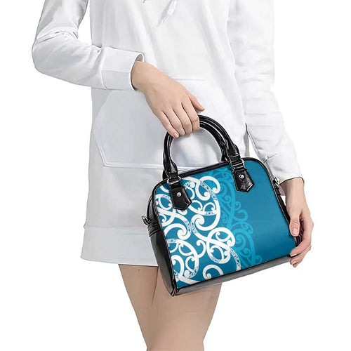 Azure Blue Maori Shoulder Handbag Koru Kowhaiwhai - Aussie Hoodie