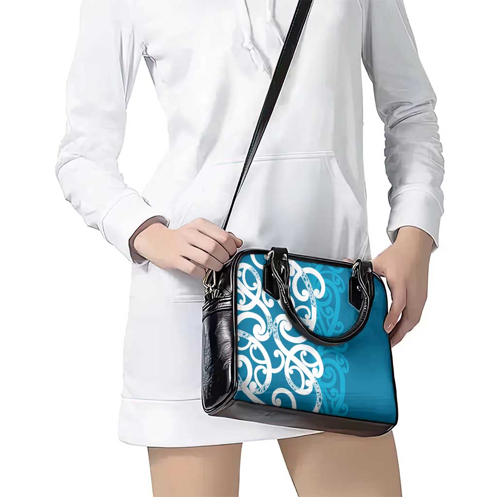 Azure Blue Maori Shoulder Handbag Koru Kowhaiwhai - Aussie Hoodie