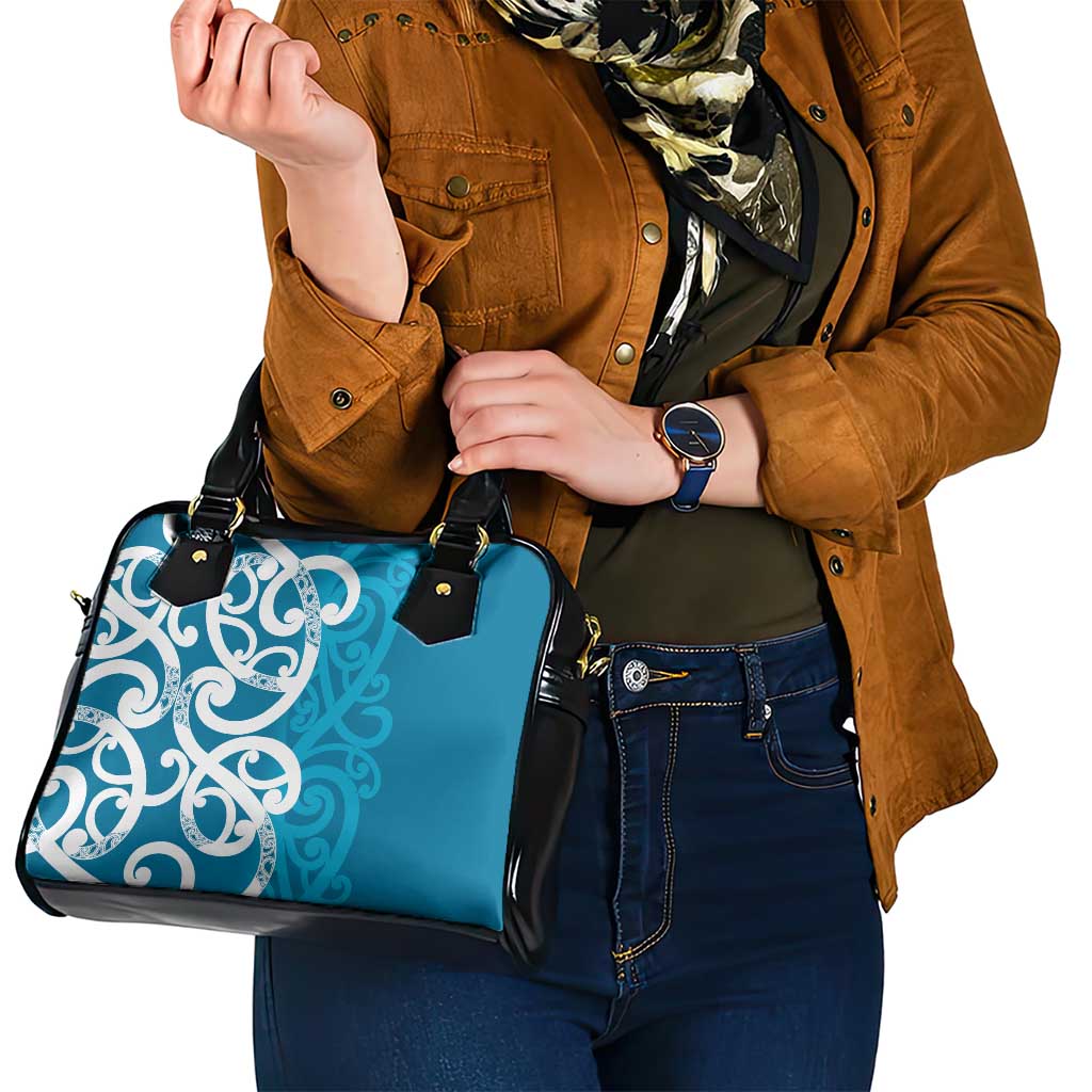 Azure Blue Maori Shoulder Handbag Koru Kowhaiwhai - Aussie Hoodie