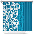 Azure Blue Maori Shower Curtain Koru Kowhaiwhai - Aussie Hoodie