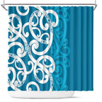 Azure Blue Maori Shower Curtain Koru Kowhaiwhai - Aussie Hoodie