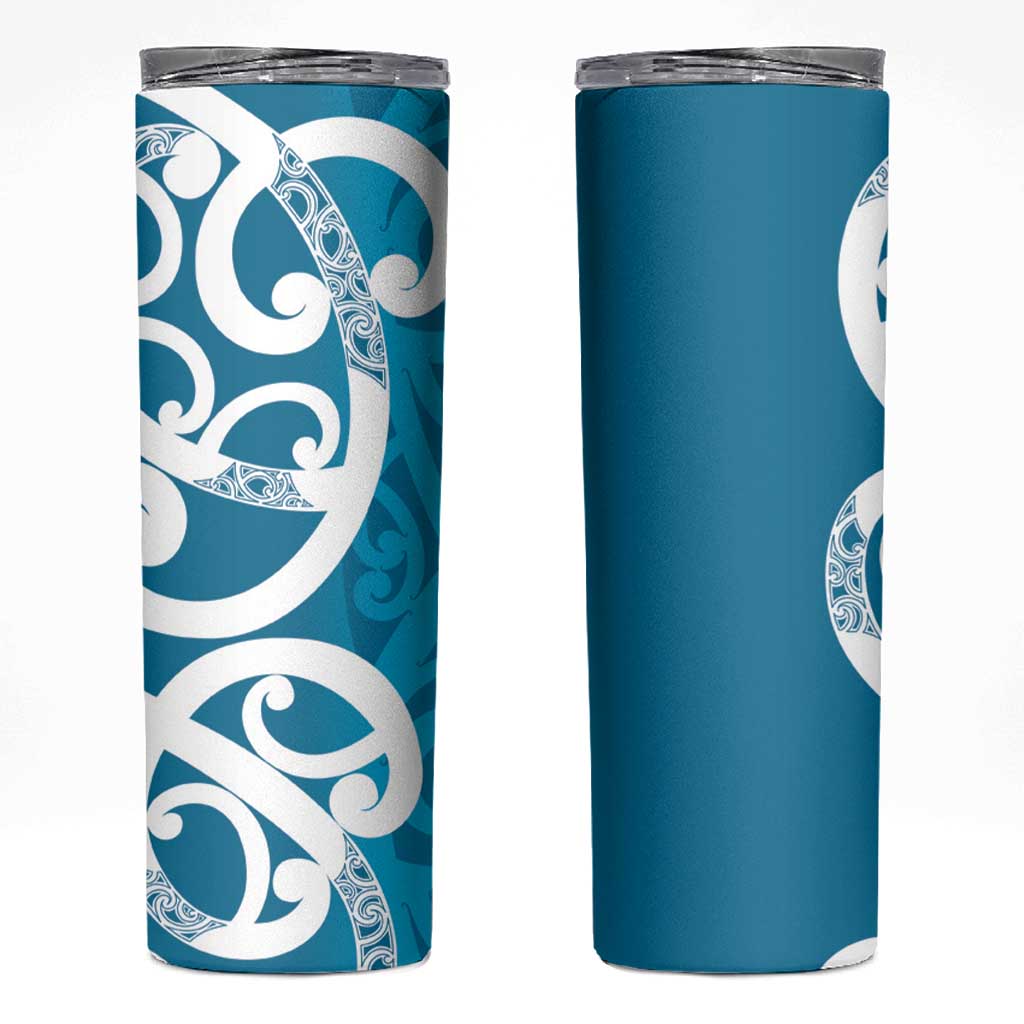 Azure Blue Maori Skinny Tumbler Koru Kowhaiwhai - Aussie Hoodie