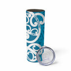 Azure Blue Maori Skinny Tumbler Koru Kowhaiwhai - Aussie Hoodie