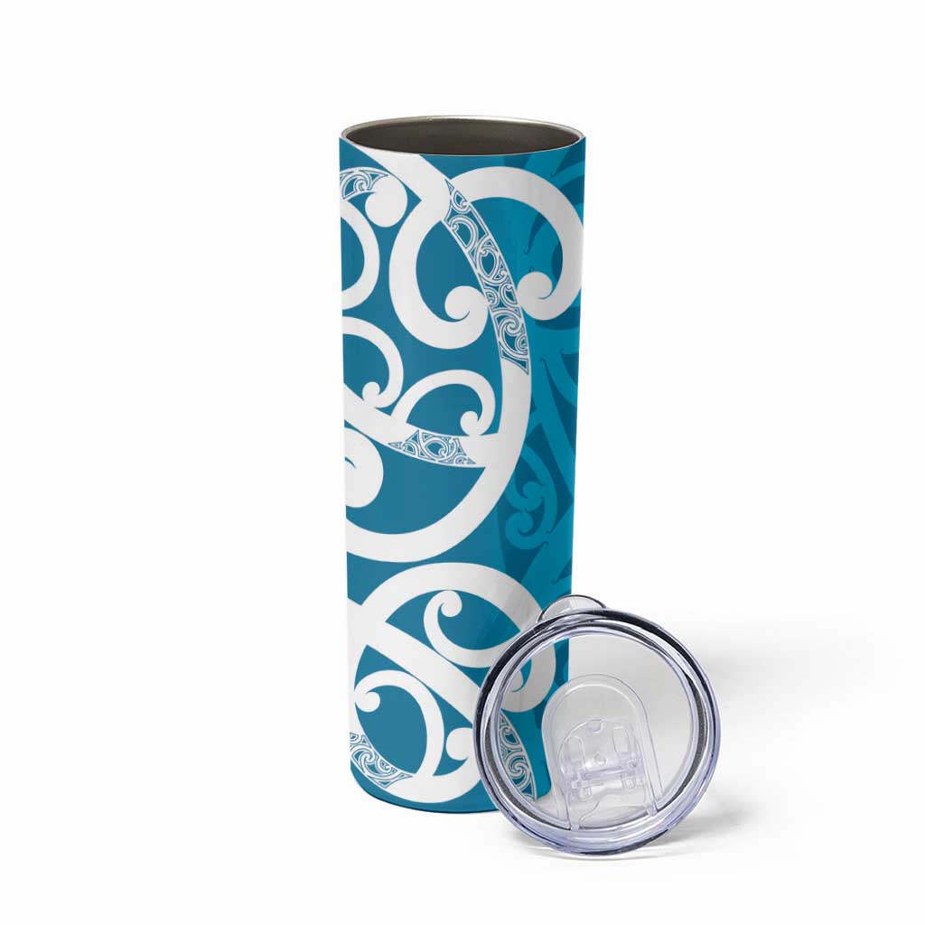 Azure Blue Maori Skinny Tumbler Koru Kowhaiwhai - Aussie Hoodie