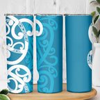 Azure Blue Maori Skinny Tumbler Koru Kowhaiwhai - Aussie Hoodie
