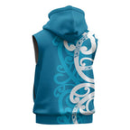 Azure Blue Maori Sleeveless Hoodie Koru Kowhaiwhai - Aussie Hoodie