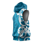 Azure Blue Maori Sleeveless Hoodie Koru Kowhaiwhai - Aussie Hoodie