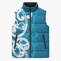 Azure Blue Maori Sleeveless Puffer Jacket Koru Kowhaiwhai - Aussie Hoodie