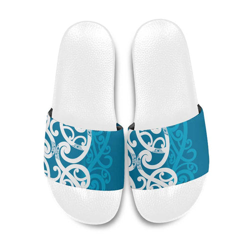Azure Blue Maori Slide Sandals Koru Kowhaiwhai - Aussie Hoodie