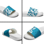 Azure Blue Maori Slide Sandals Koru Kowhaiwhai - Aussie Hoodie