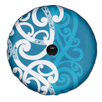 Azure Blue Maori Spare Tire Cover Koru Kowhaiwhai - Aussie Hoodie