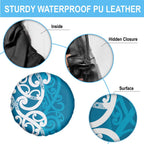 Azure Blue Maori Spare Tire Cover Koru Kowhaiwhai - Aussie Hoodie