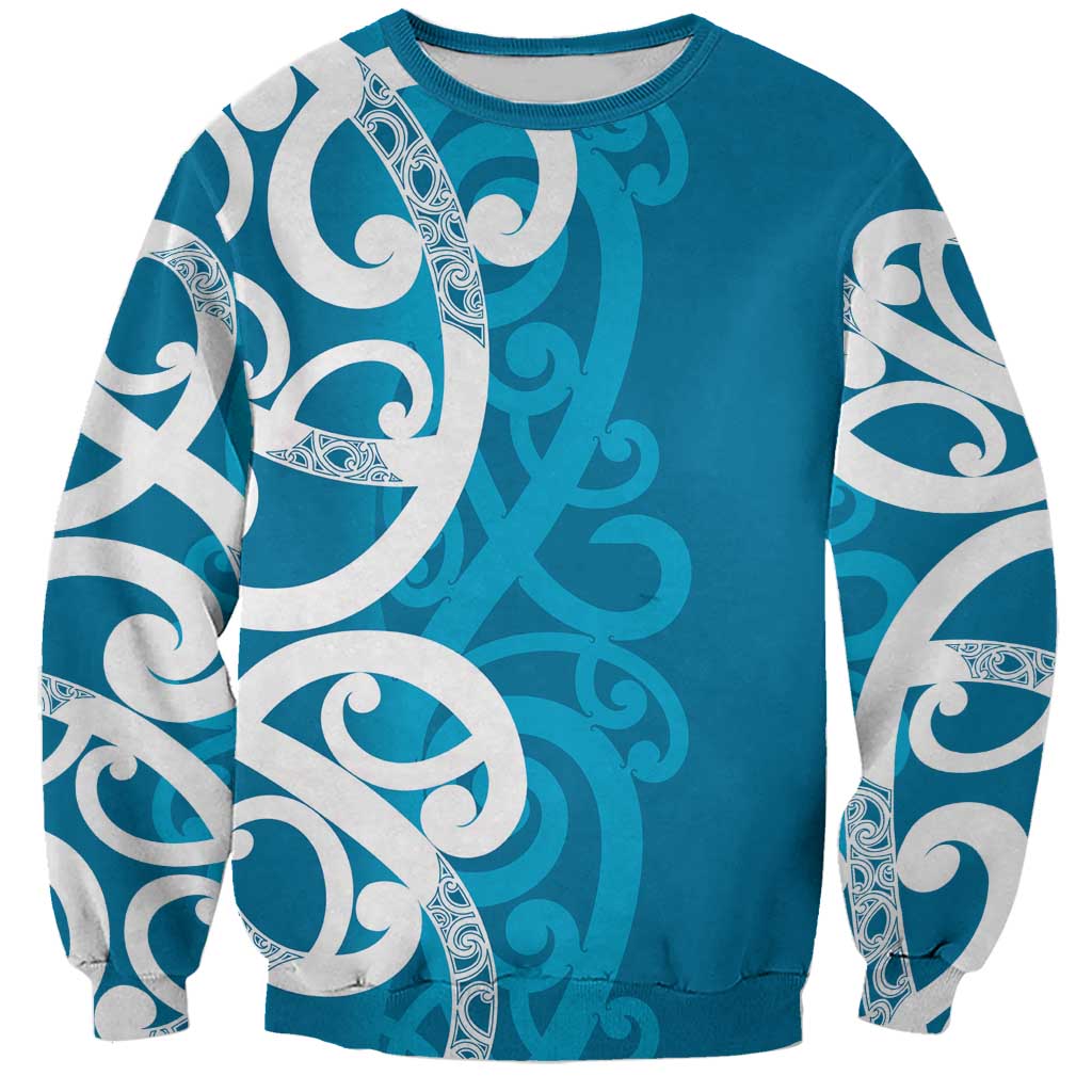 Azure Blue Maori Sweatshirt Koru Kowhaiwhai - Aussie Hoodie