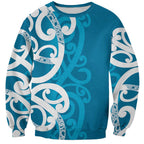 Azure Blue Maori Sweatshirt Koru Kowhaiwhai - Aussie Hoodie