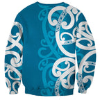 Azure Blue Maori Sweatshirt Koru Kowhaiwhai - Aussie Hoodie
