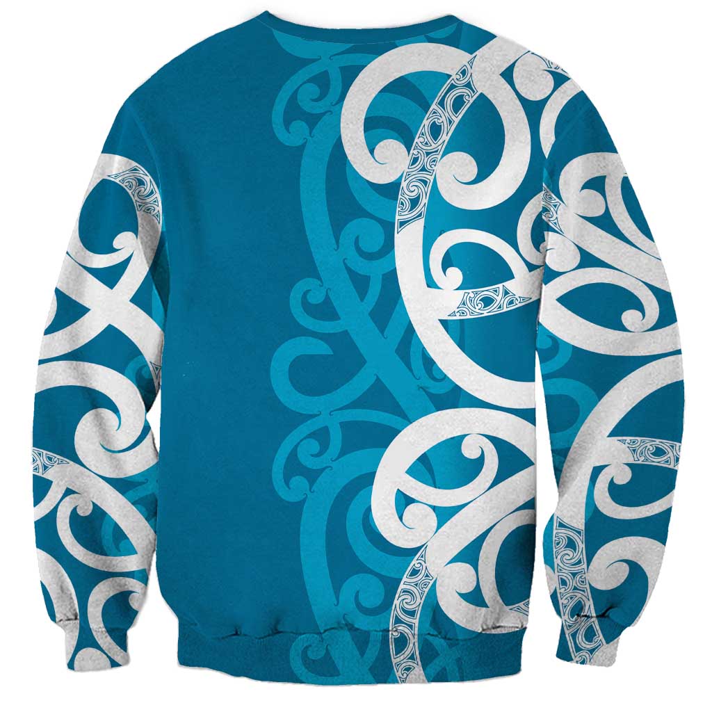 Azure Blue Maori Sweatshirt Koru Kowhaiwhai - Aussie Hoodie