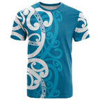 Azure Blue Maori T Shirt Koru Kowhaiwhai - Aussie Hoodie