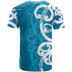 Azure Blue Maori T Shirt Koru Kowhaiwhai - Aussie Hoodie