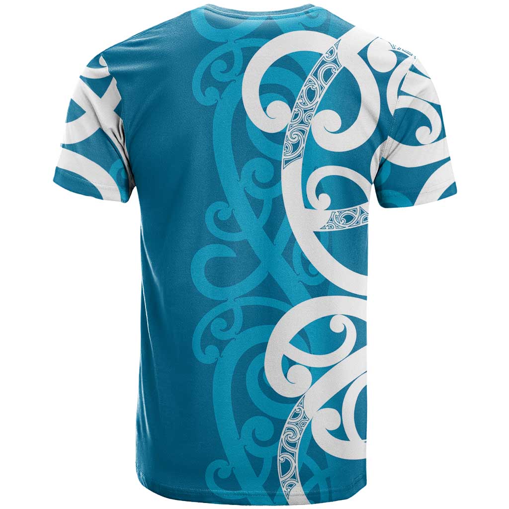 Azure Blue Maori T Shirt Koru Kowhaiwhai - Aussie Hoodie