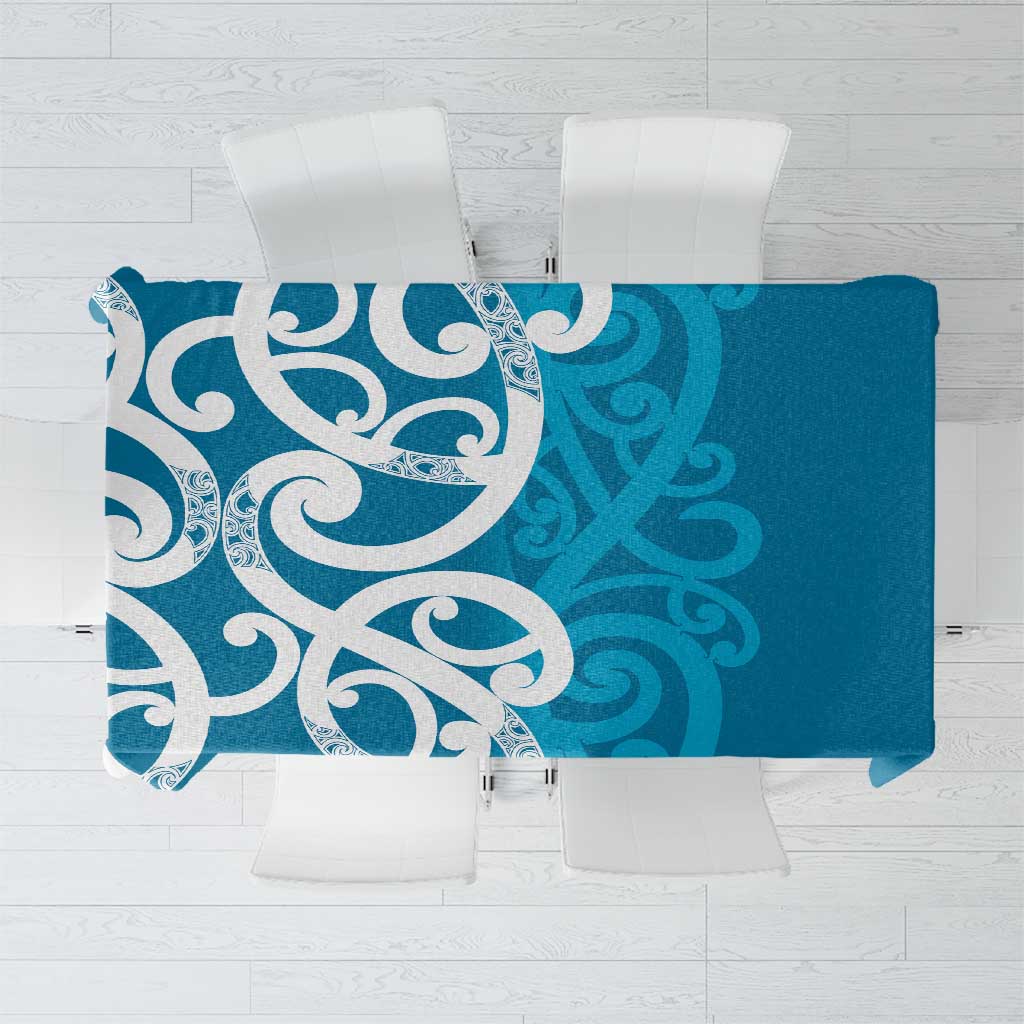 Azure Blue Maori Tablecloth Koru Kowhaiwhai - Aussie Hoodie