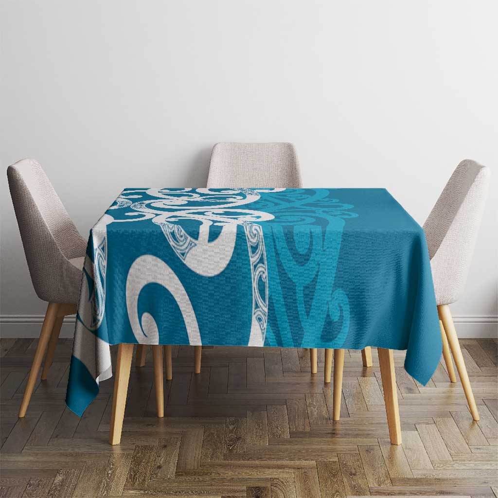 Azure Blue Maori Tablecloth Koru Kowhaiwhai - Aussie Hoodie