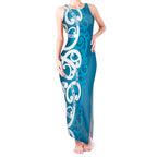 Azure Blue Maori Tank Maxi Dress Koru Kowhaiwhai - Aussie Hoodie