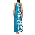 Azure Blue Maori Tank Maxi Dress Koru Kowhaiwhai - Aussie Hoodie