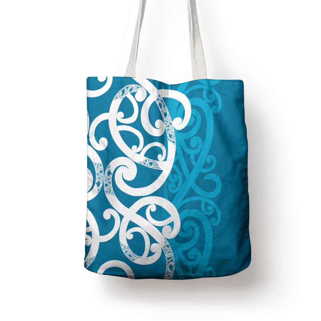 Azure Blue Maori Tote Bag Koru Kowhaiwhai - Aussie Hoodie