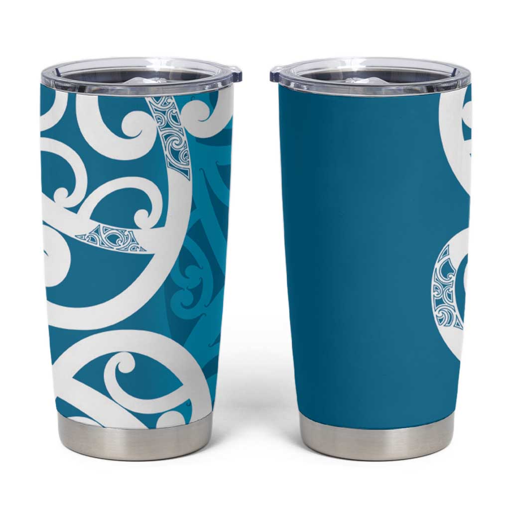 Azure Blue Maori Tumbler Cup Koru Kowhaiwhai - Aussie Hoodie