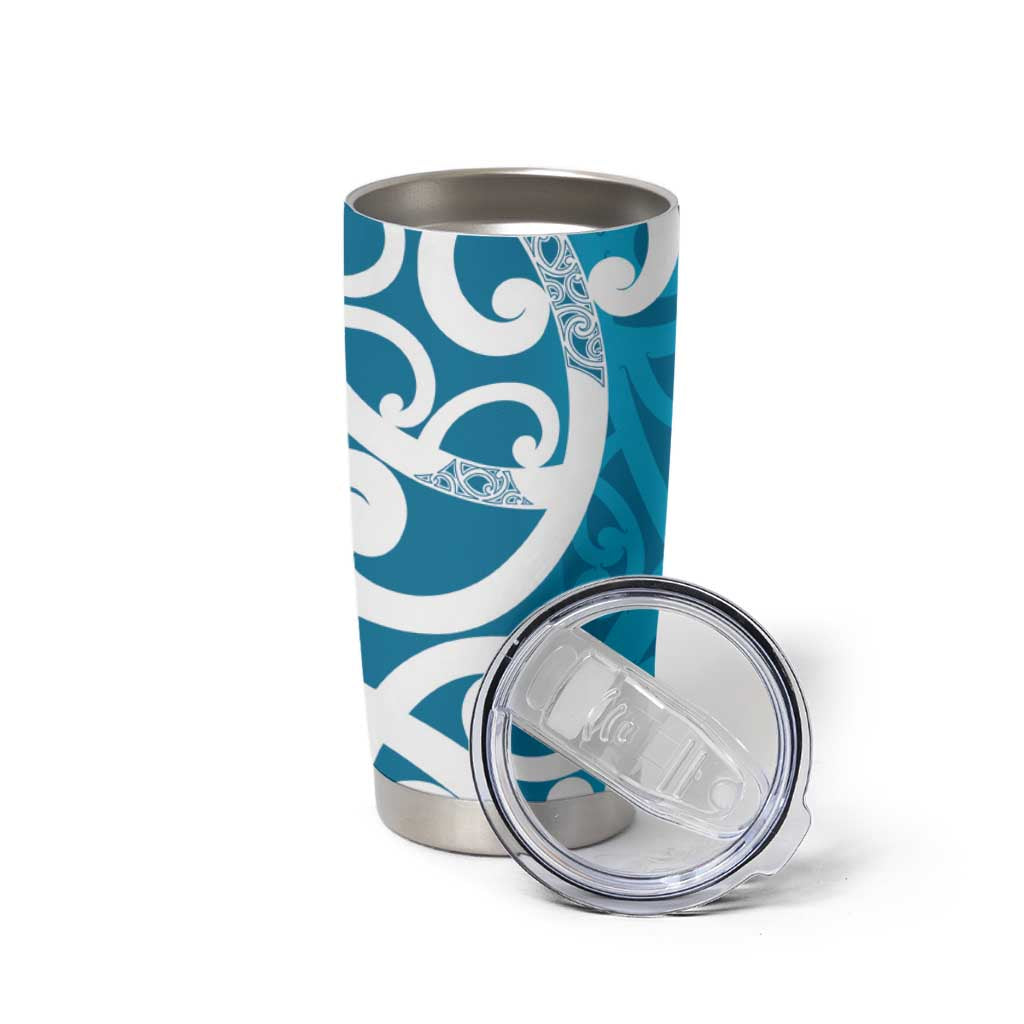 Azure Blue Maori Tumbler Cup Koru Kowhaiwhai - Aussie Hoodie