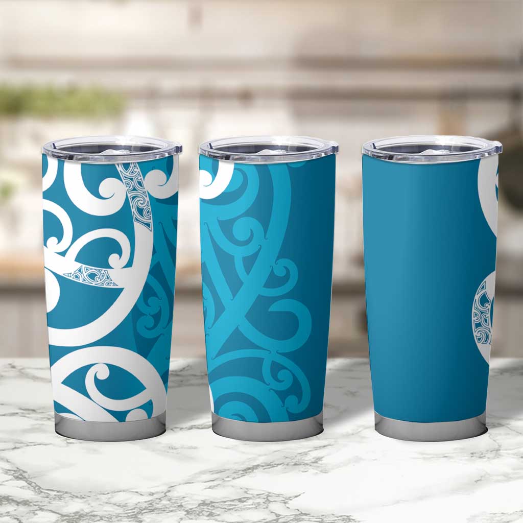 Azure Blue Maori Tumbler Cup Koru Kowhaiwhai - Aussie Hoodie