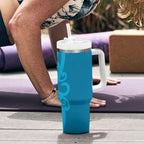 Azure Blue Maori Tumbler With Handle Koru Kowhaiwhai - Aussie Hoodie