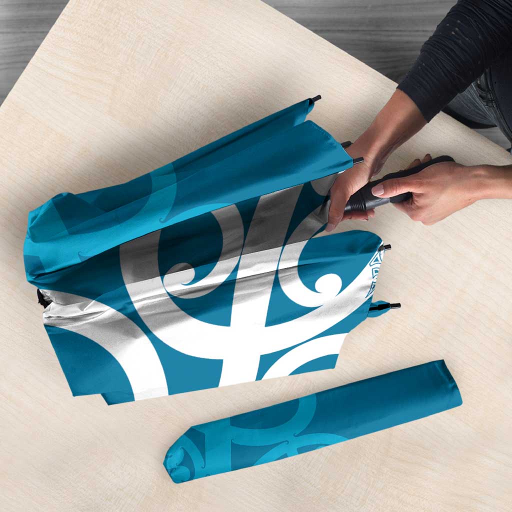 Azure Blue Maori Umbrella Koru Kowhaiwhai - Aussie Hoodie