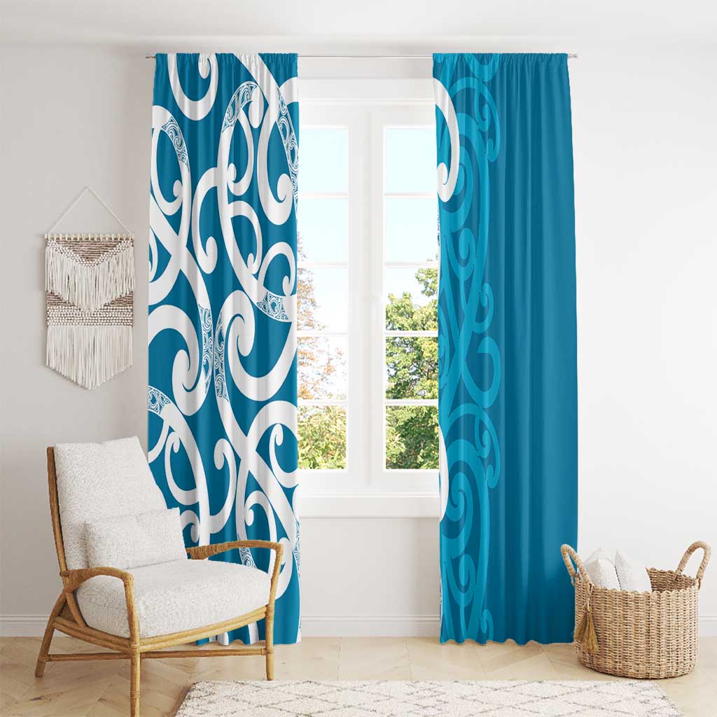 Azure Blue Maori Window Curtain Koru Kowhaiwhai - Aussie Hoodie