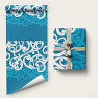 Azure Blue Maori Wrapping Paper Koru Kowhaiwhai