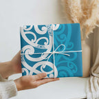 Azure Blue Maori Wrapping Paper Koru Kowhaiwhai