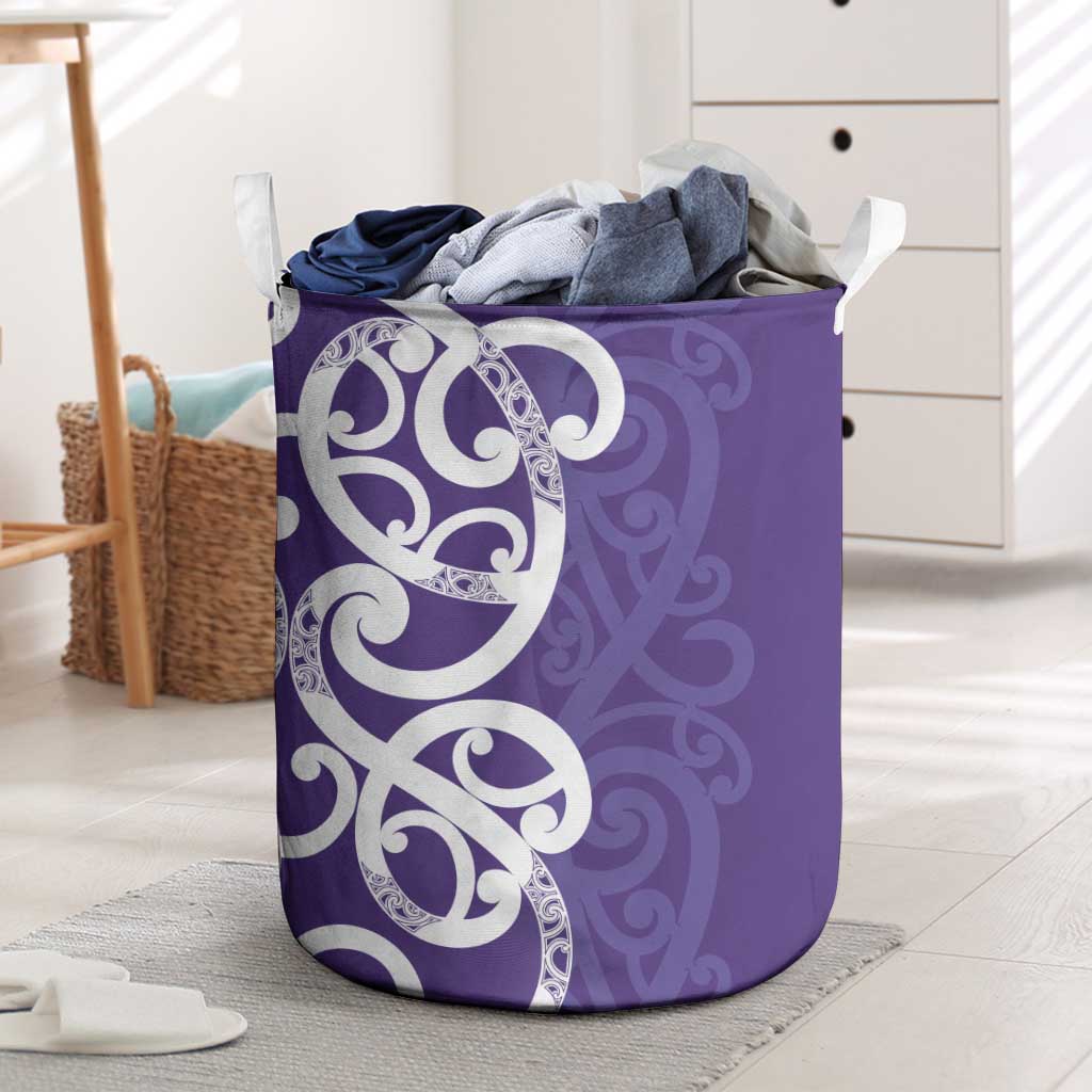 Violet Green Maori Laundry Basket Koru Kowhaiwhai - Aussie Hoodie