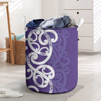 Violet Green Maori Laundry Basket Koru Kowhaiwhai - Aussie Hoodie