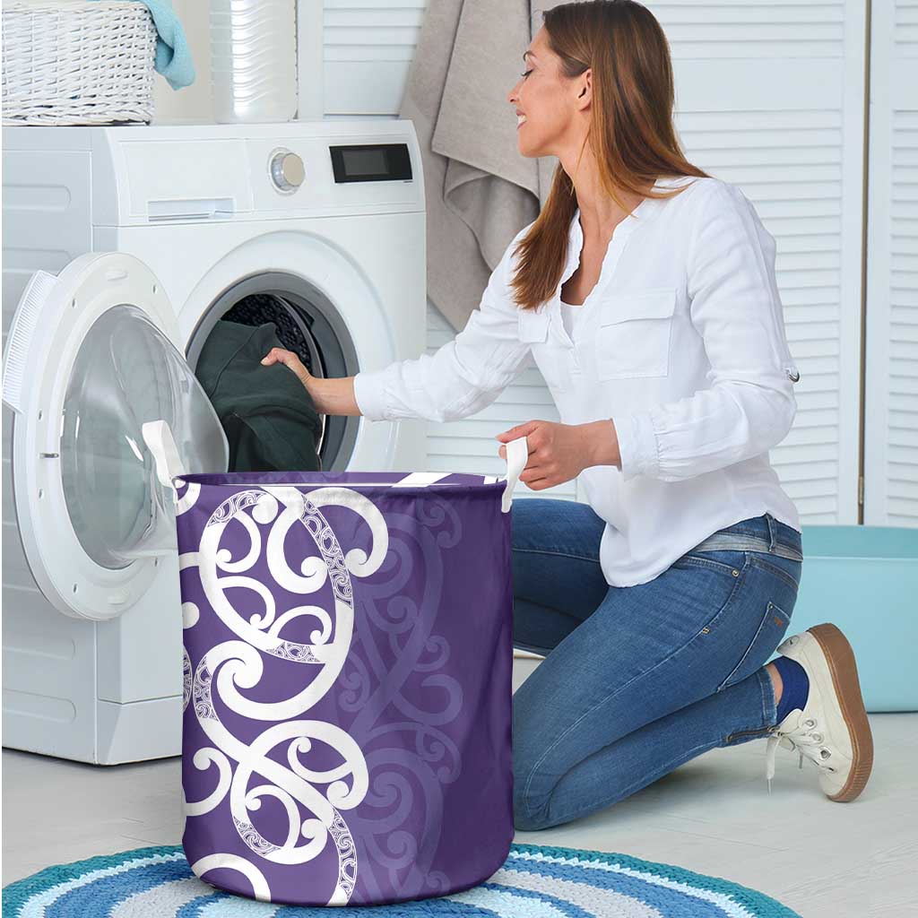 Violet Green Maori Laundry Basket Koru Kowhaiwhai - Aussie Hoodie