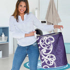 Violet Green Maori Laundry Basket Koru Kowhaiwhai - Aussie Hoodie