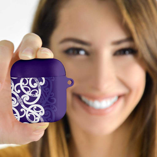 Violet Green Maori AirPods Case Koru Kowhaiwhai - Aussie Hoodie