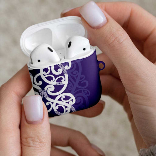 Violet Green Maori AirPods Case Koru Kowhaiwhai - Aussie Hoodie