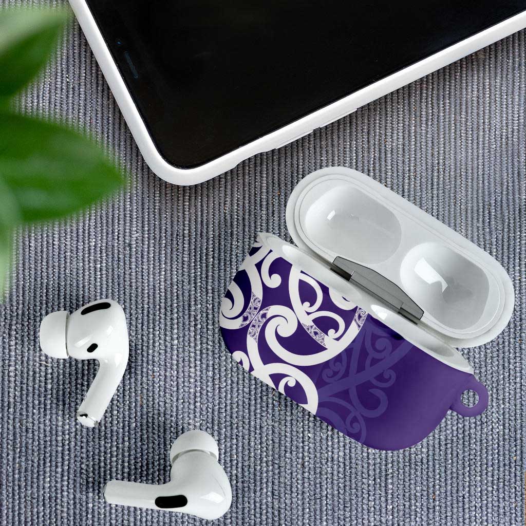 Violet Green Maori AirPods Case Koru Kowhaiwhai - Aussie Hoodie