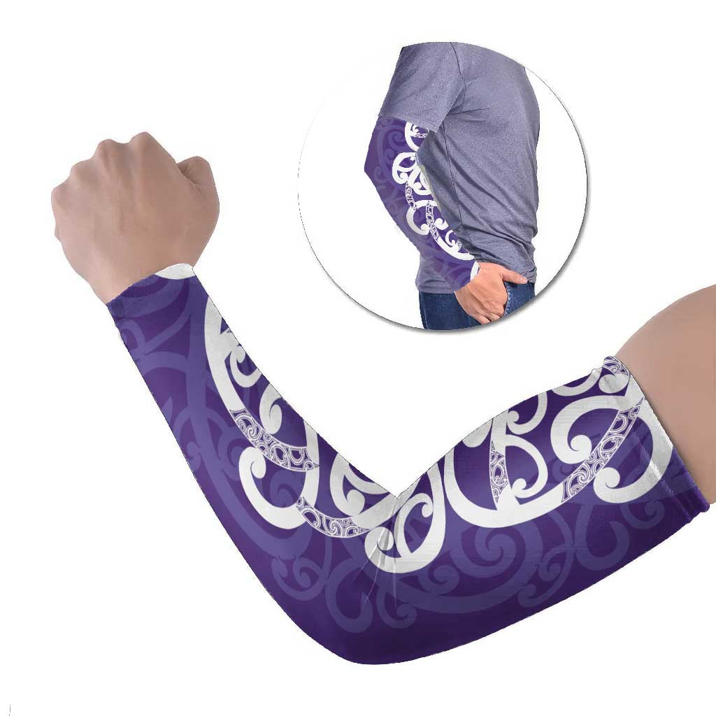Violet Green Maori Arm Sleeves Koru Kowhaiwhai - Aussie Hoodie