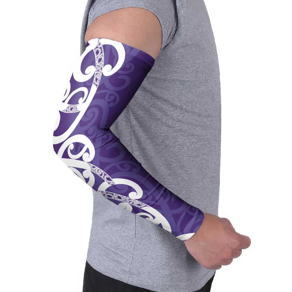 Violet Green Maori Arm Sleeves Koru Kowhaiwhai - Aussie Hoodie