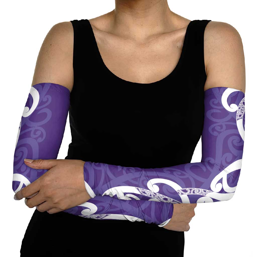 Violet Green Maori Arm Sleeves Koru Kowhaiwhai - Aussie Hoodie